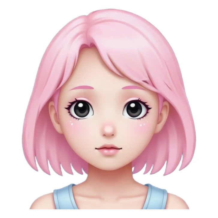 Full Moon and stars light pink and yellow kawaii. Black eyes  sticker