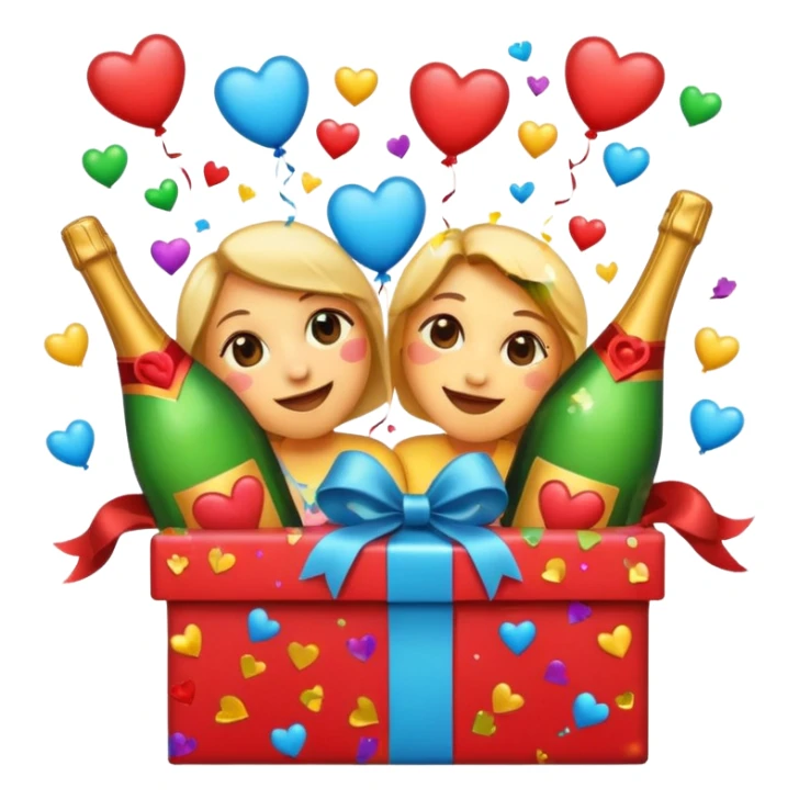 Generate an emojis of all the fun and love in one frame sticker