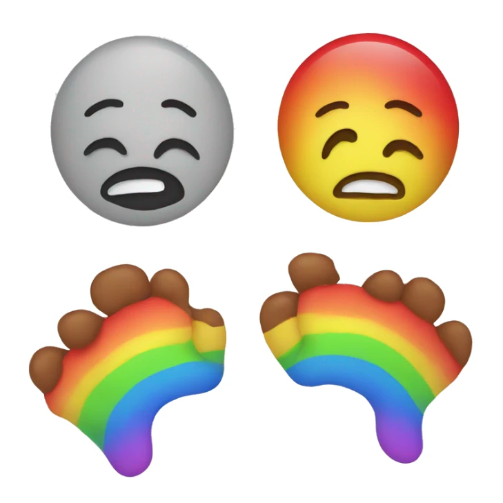 an emoji. a emoji face has sores on it. a rainbow.  sticker