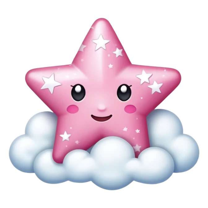 Pink star with sparkly white clouds sticker