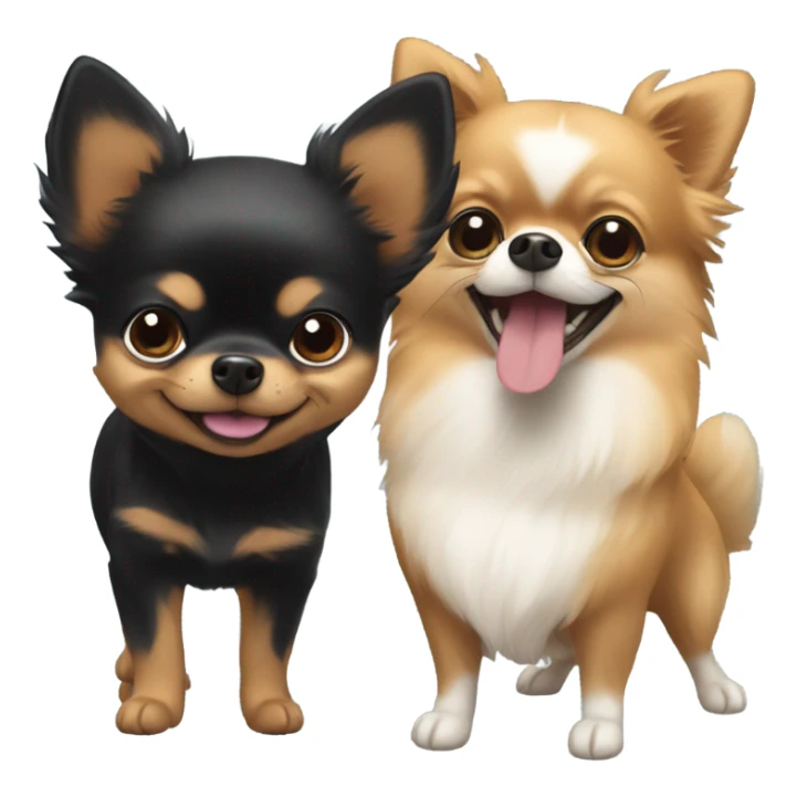 2 chihuahuas & 1 black & tan pomeranian playing  sticker