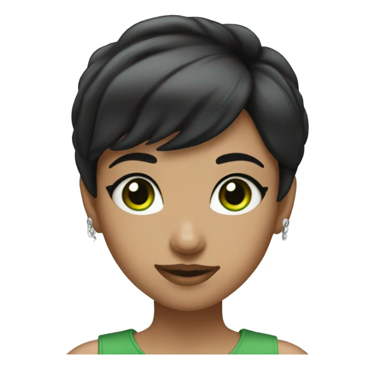 Girl with short black hair, green eyes and silver nose ring  sticker