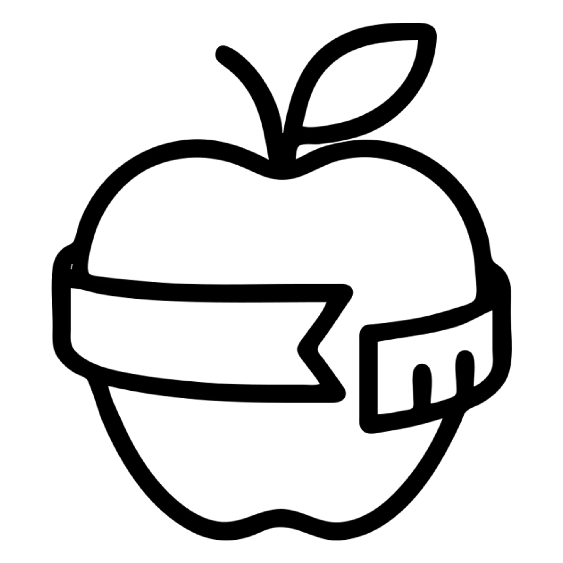 icon for weight loss using a stylized apple or healthy food, minimal color, crisp outline sticker