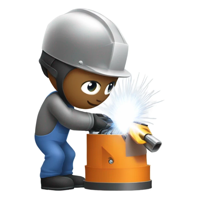 Welder welding a roll cage onto a racecar with a checkered flag behind him sticker