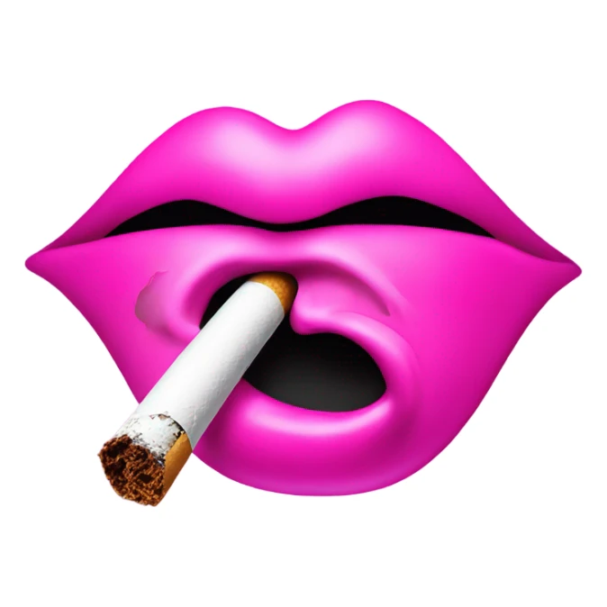 Neon pink lips are blowing smoke, and a cigarette is in her mouth sticker
