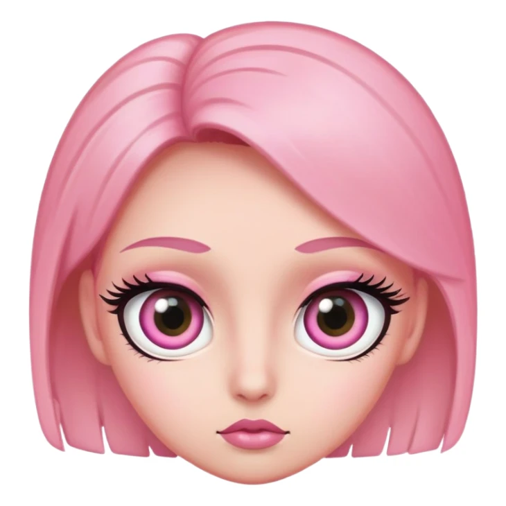 A major side eye with big eyes and long lashes pink emoji sticker