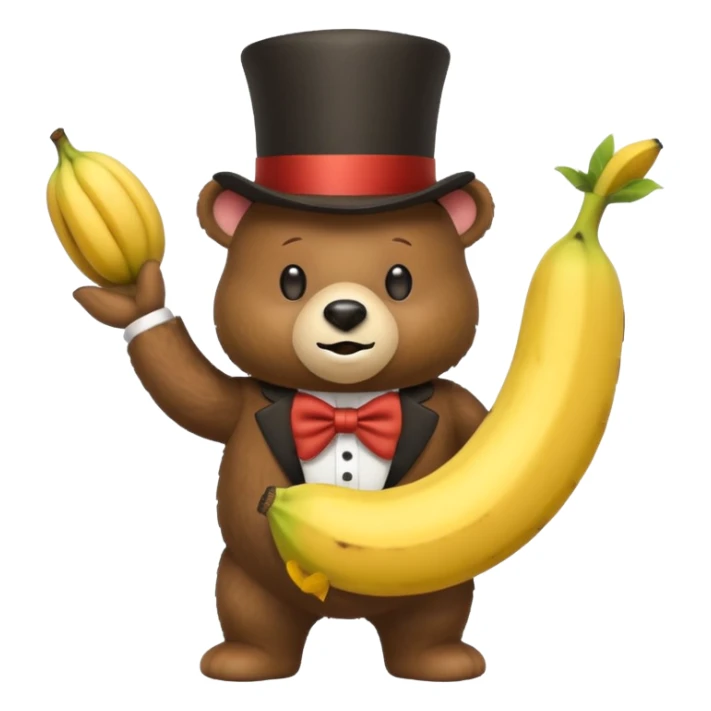 Banana wearing a top hat in a bear costume  sticker