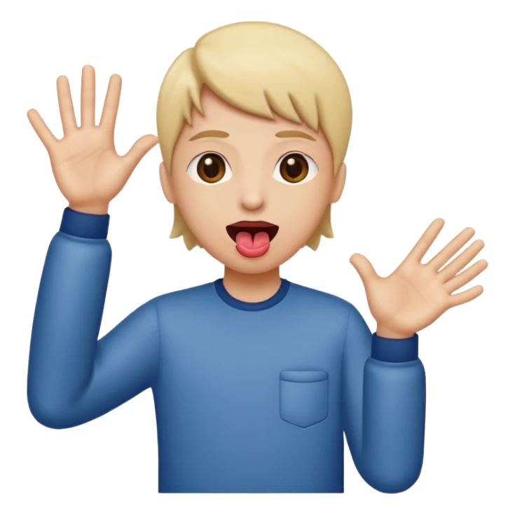 Tongue out with hands to the side sticker