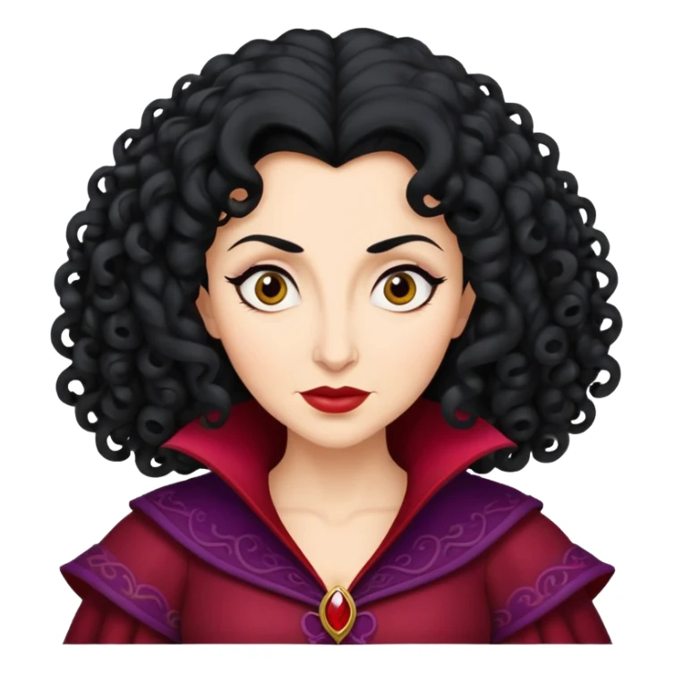 Mother Gothel villain with curly black hair sticker