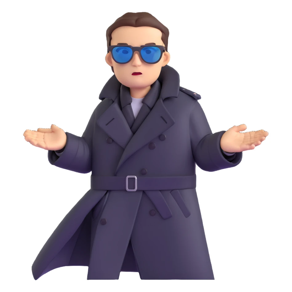 Neo dodging bullets in bullet time, wearing black trench coat and sunglasses sticker