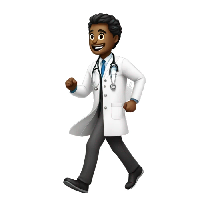 doctor running to the right black and white sticker