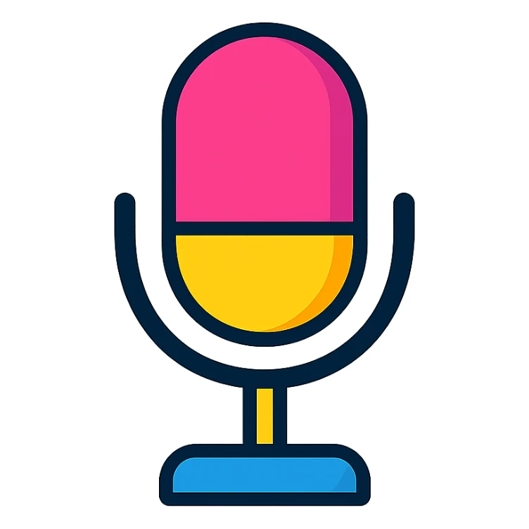 microphone icon, color accent, clean, app interface, contemporary look, modern style sticker