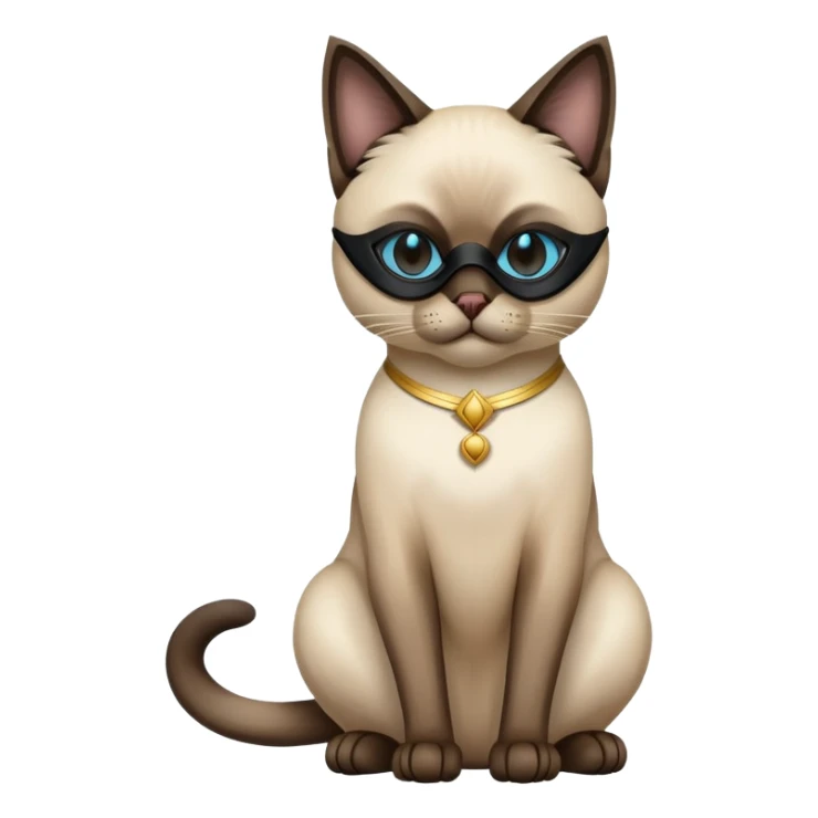 siamese cat full body sitting with a mask sticker