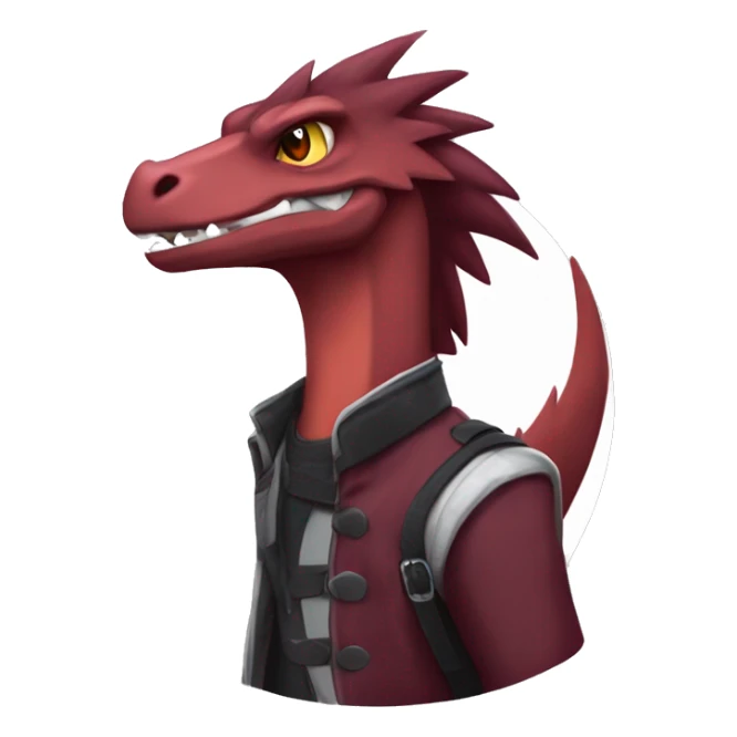 Cool edgy badass modern Maroon sergal-raptor-Charmeleon with darker mane sticker