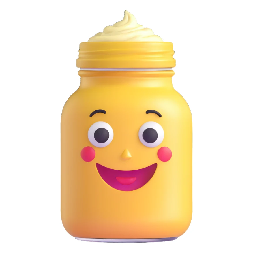 mayonnaise jar with a happy face sticker