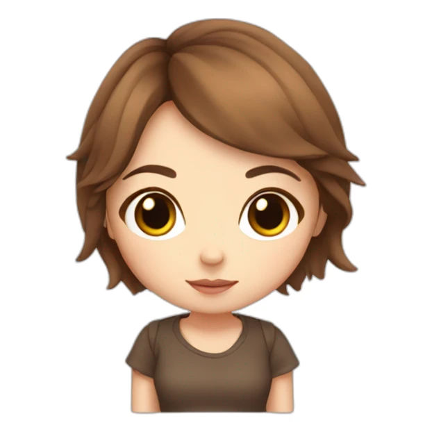 chibi cartoon girl with brown hair sticker