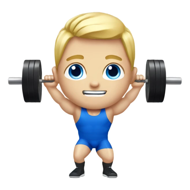 Blond blue eyes male Weightlifter sticker