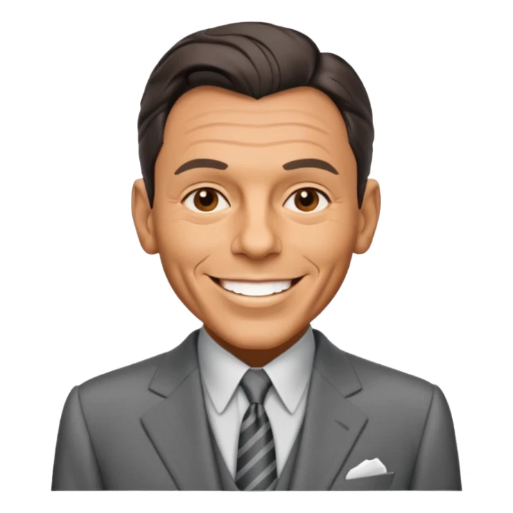 Frank Sinatra smiling and showing trendlines on a screen in the background sticker