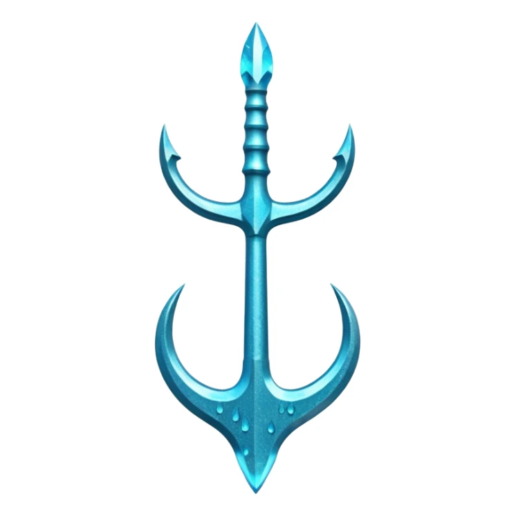 Cyan Poseidon's trident with glitter and water effects around it. sticker
