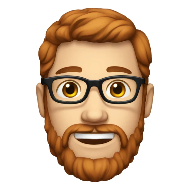 man short, short brownish red hair, beard, glasses, blue eyes sticker