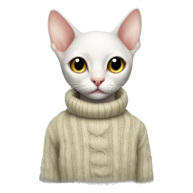 Hairless cat with sweater that says gin sticker