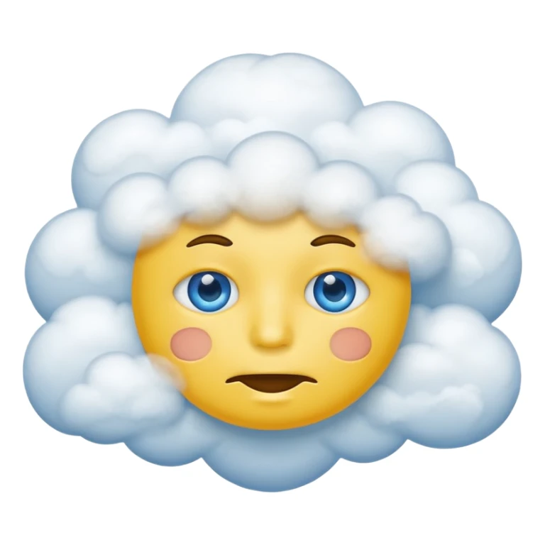 Yellow circle face covered in clouds cover a mouth add clouds on face sticker