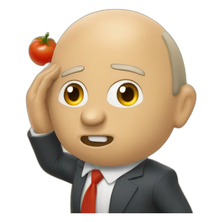Vladimir poutine getting hit in the face by rotten tomatoes sticker