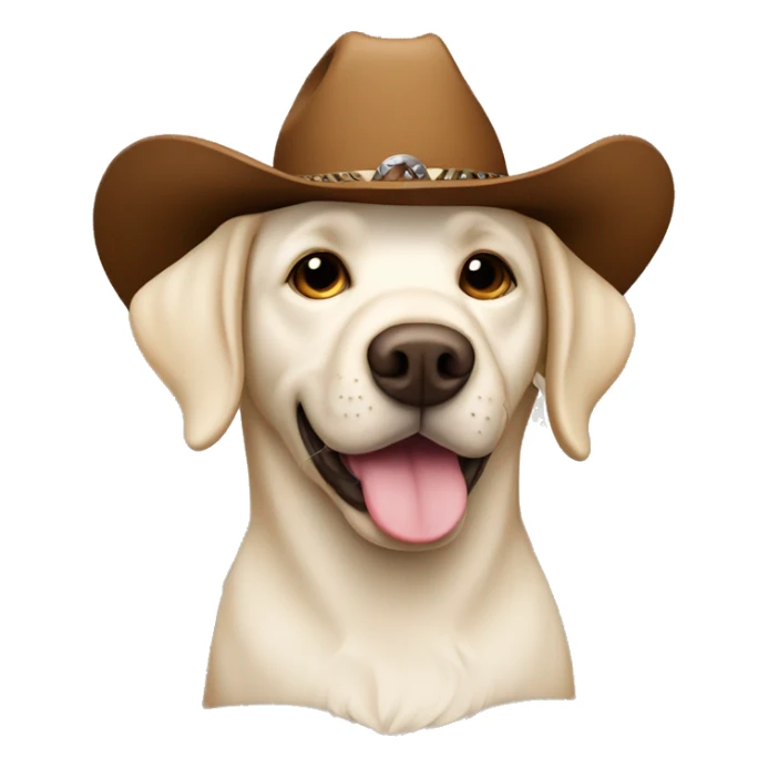 white labrador in a brown cowboy hat sticker