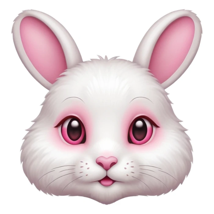 White rabbit BIG PINK heart eyes  sticker