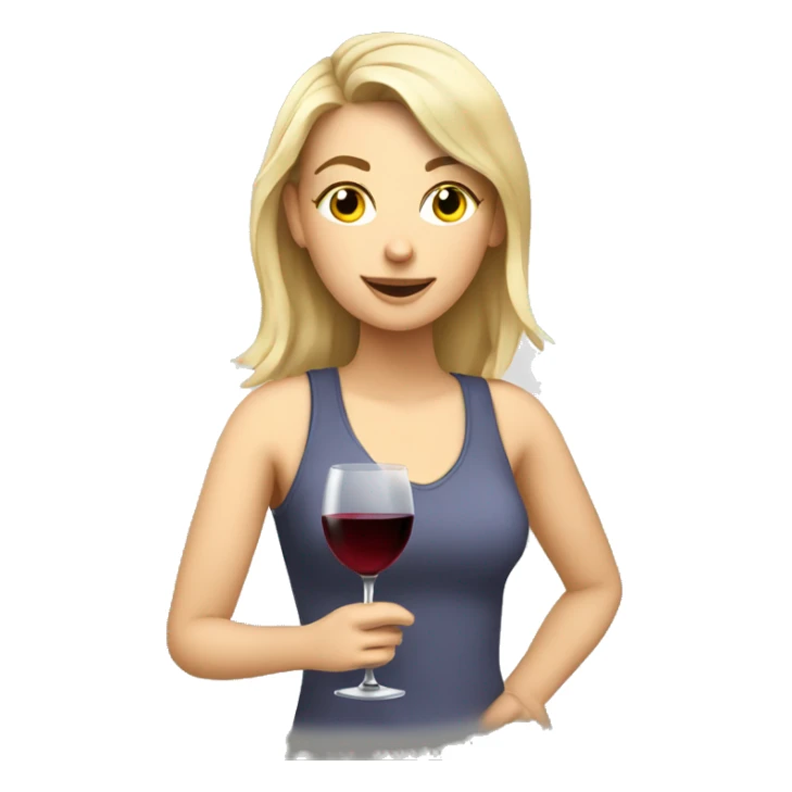 Relaxed white girl after work drinking wine sticker