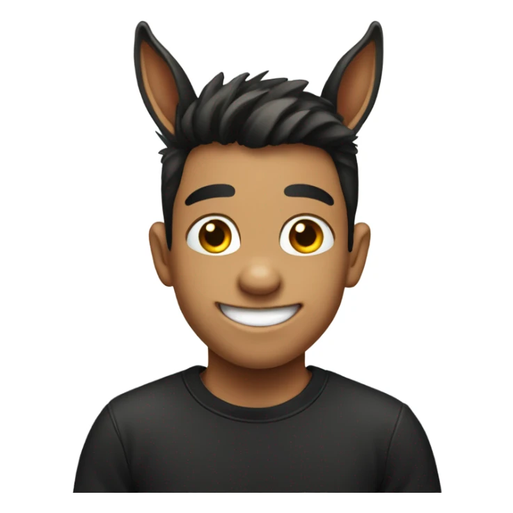 smiling boy donkey in black shirt sticker