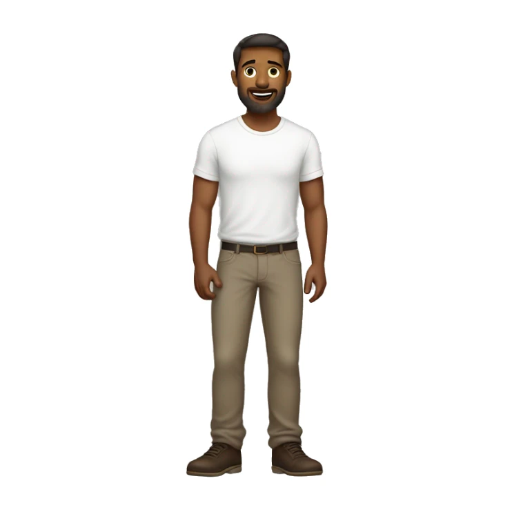 a longer dark brown haired man with a light beard in a white t shirt and brown pants sticker