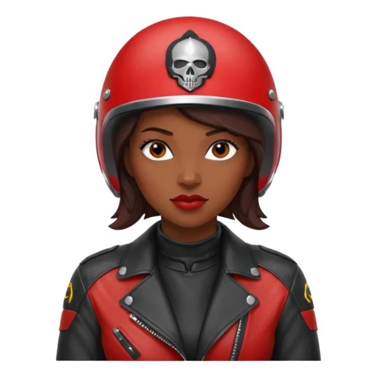Motorbiker black woman with red leather jacket sticker