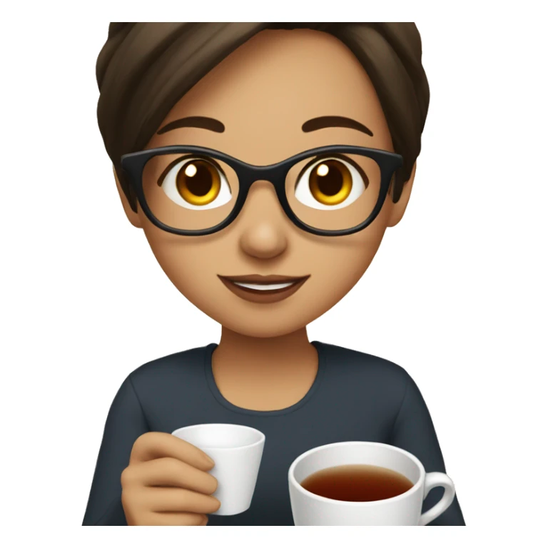 brunette girl with glasses and a cup of tea sticker