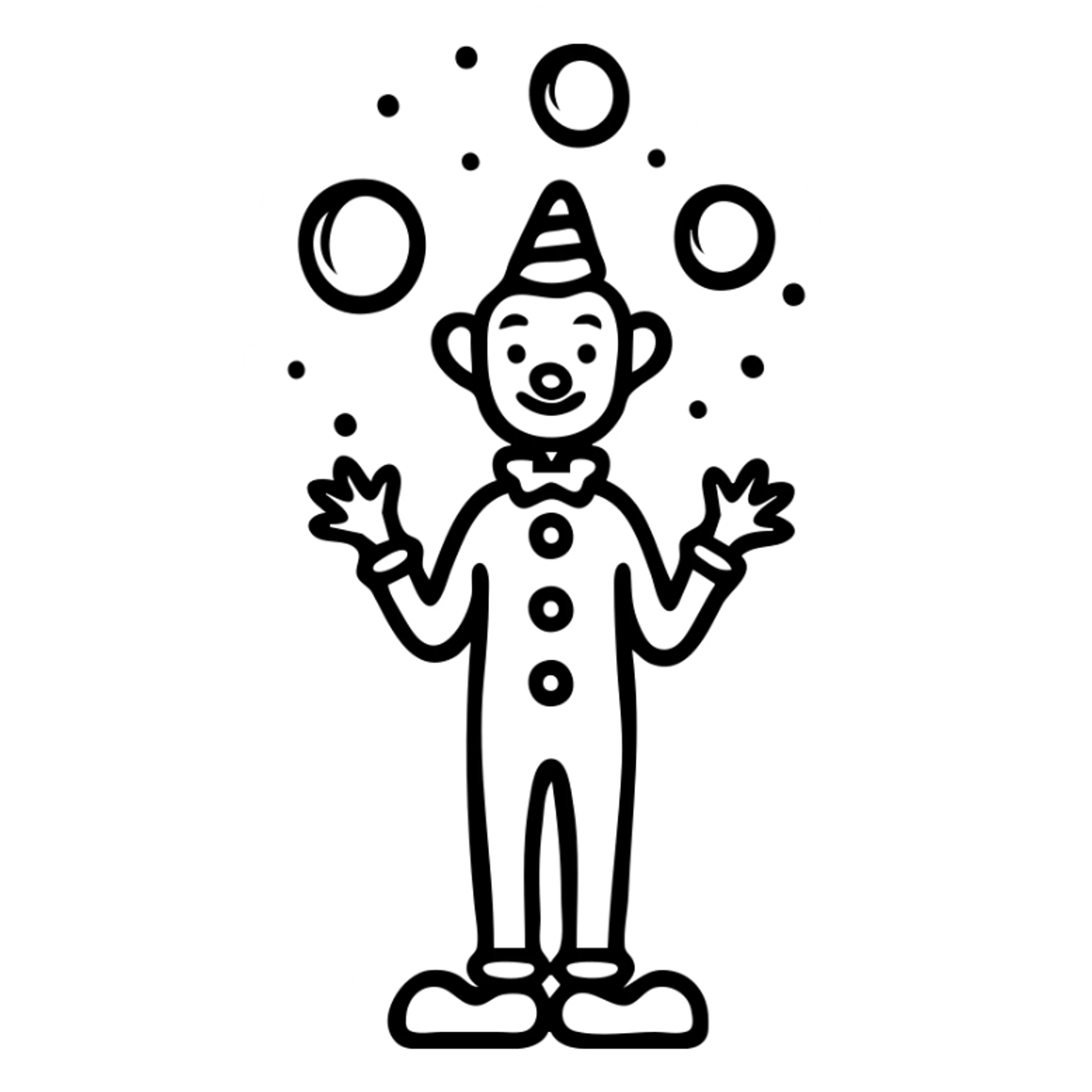 Whimsical clown juggling balls with floppy shoes sticker