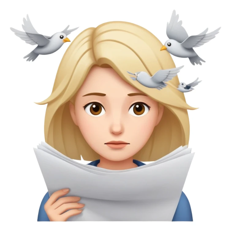 tired woman with flying papers around her sticker