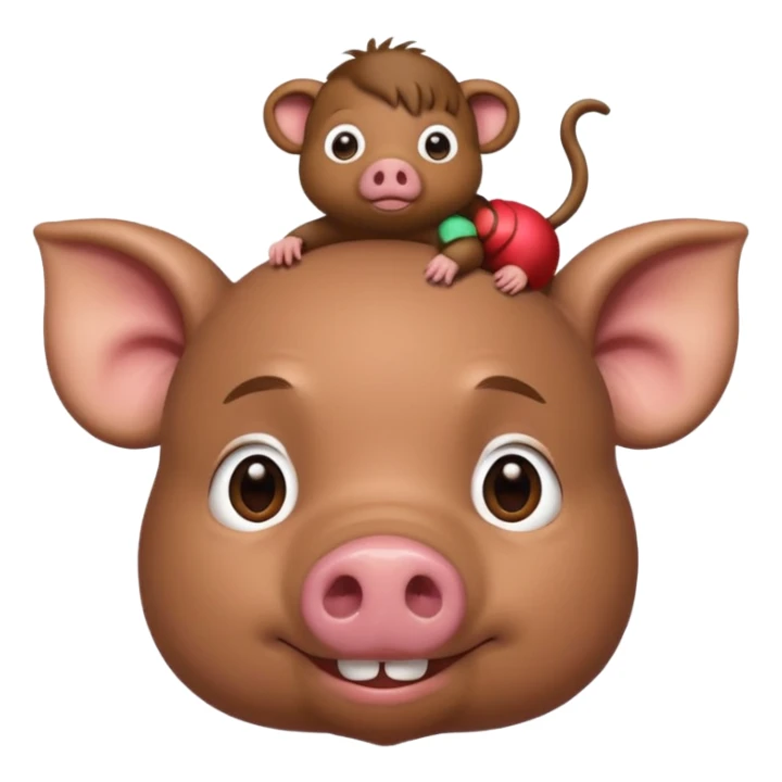 El cerdito de Moana con un monito en su cabeza sticker