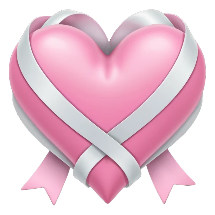 pink heart entwined with white ribbon sticker