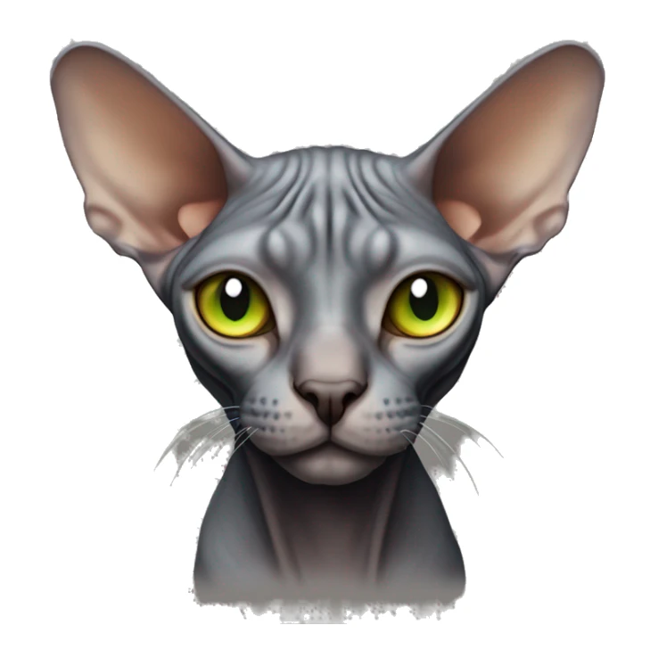 Sphynx full body dark-grey-brown-colour orange-snout light-green-eyes  sticker