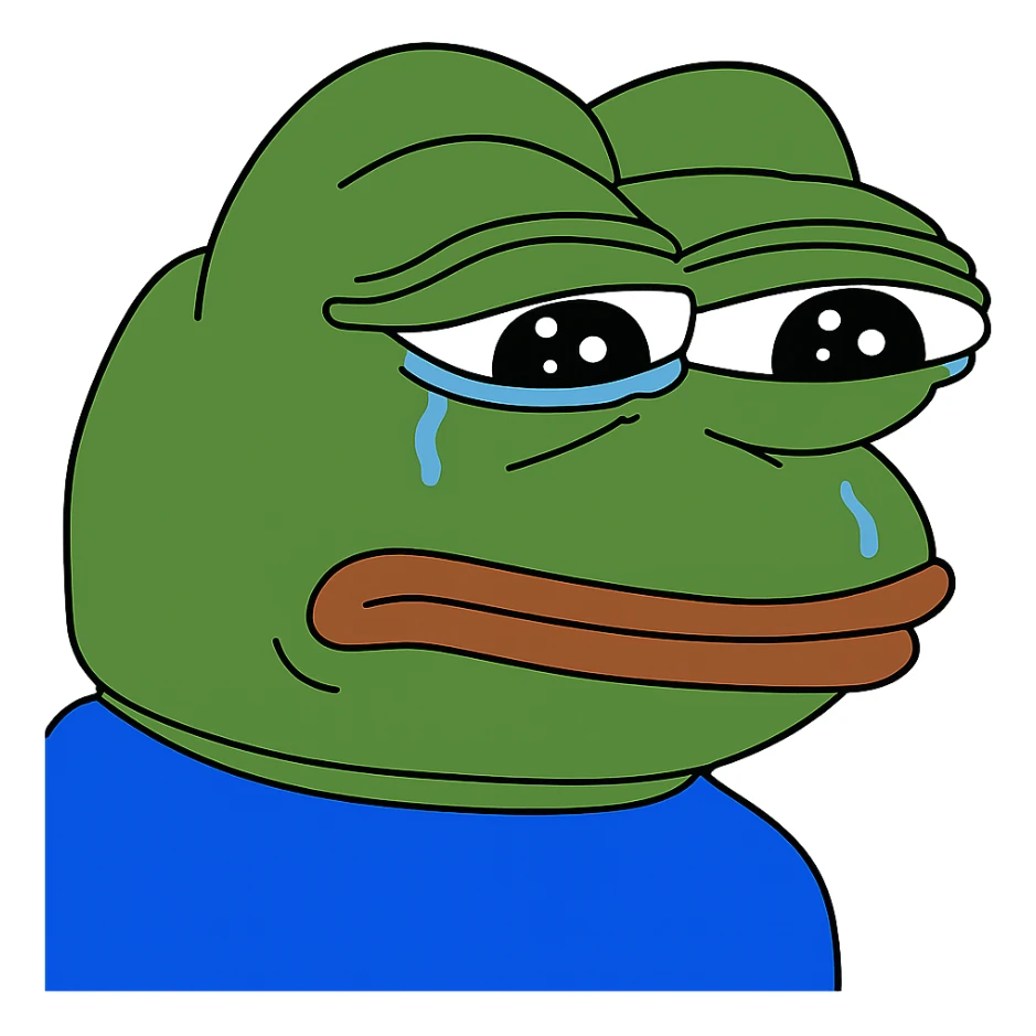 sad Пэпэ meme with teary eyes and a frown sticker