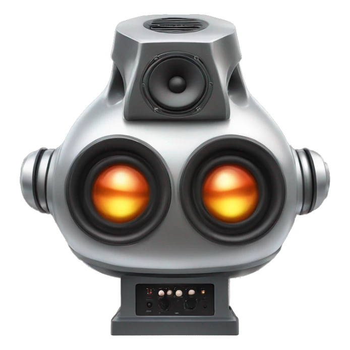 Anthropomorphized Bass Cannon:
A powerful subwoofer with arms and intense eyes, its massive speaker-mouth booming like it’s ready to unleash bass waves. It stands grounded, radiating pure, deep sound energy. sticker