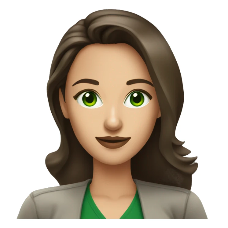 Brunette influencer woman with green eyes taking selfie sticker