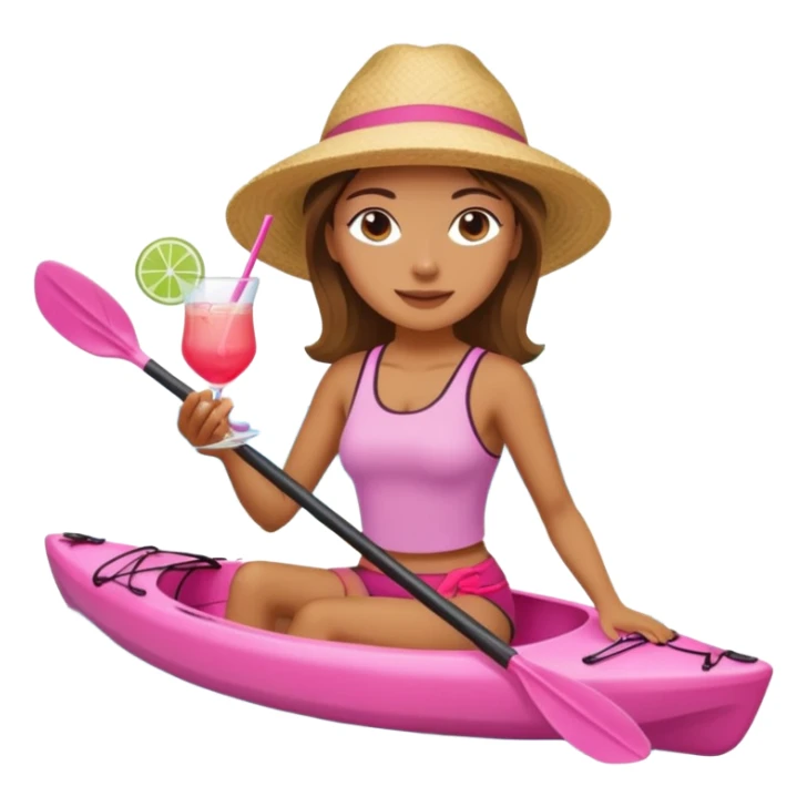 Female in pink kayak with cocktail in hand at the beach sticker
