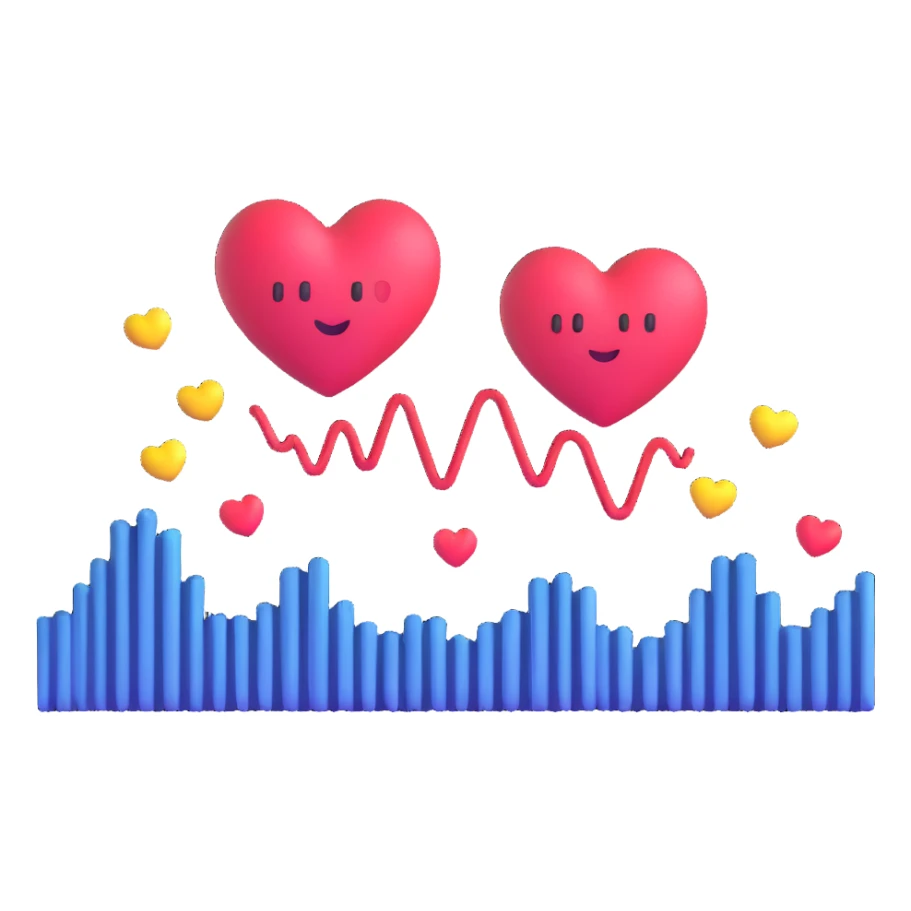 adorable sound wave character with love hearts falling in love with beautiful music sticker