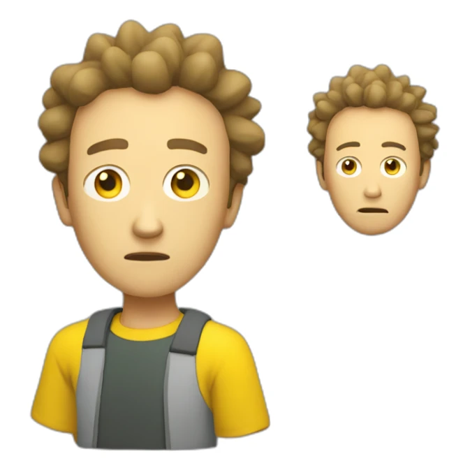 morty with round face and blown short hairs with yellow T-shirt sticker