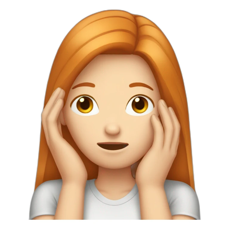 women Ginger straight Hair facepalm sticker