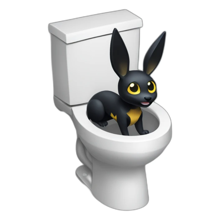 toilet with umbreon head atop isometric sticker