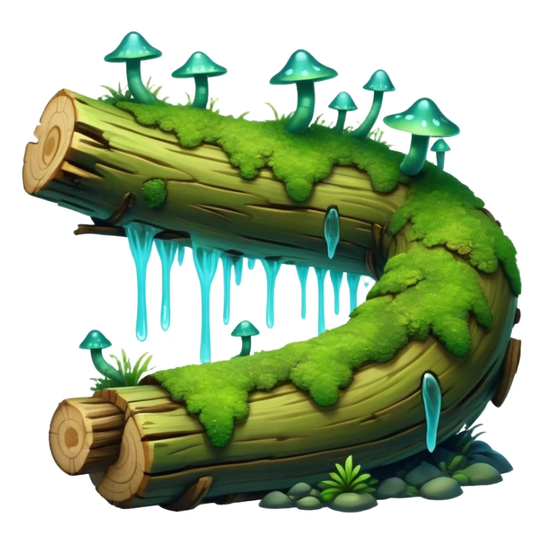 A serpentine entity with a segmented body resembling moss-covered logs, featuring bioluminescent fungi growing along its spine that pulse hypnotically when it hunts at night.

 sticker