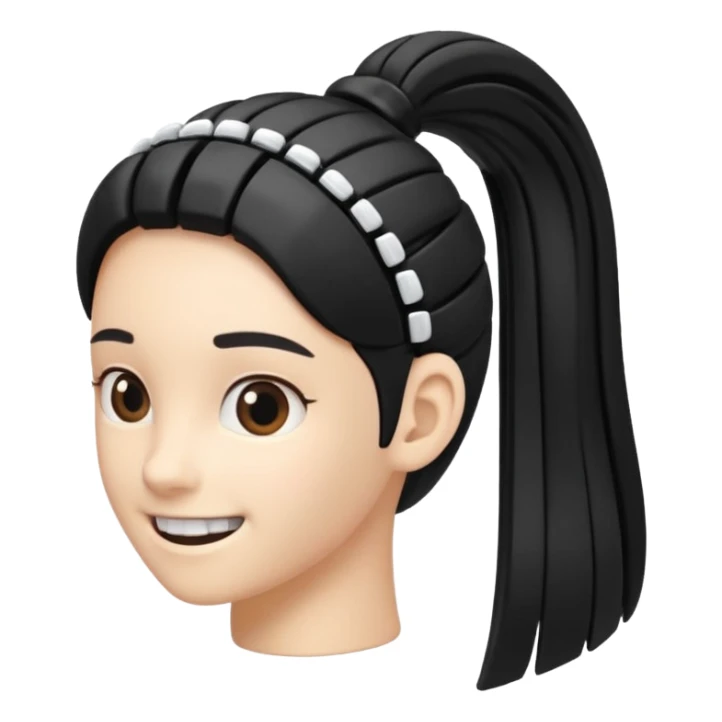 a curved hair accessory with teeth on both sides that hinge together, designed to secure hair in a vertical ponytail sticker