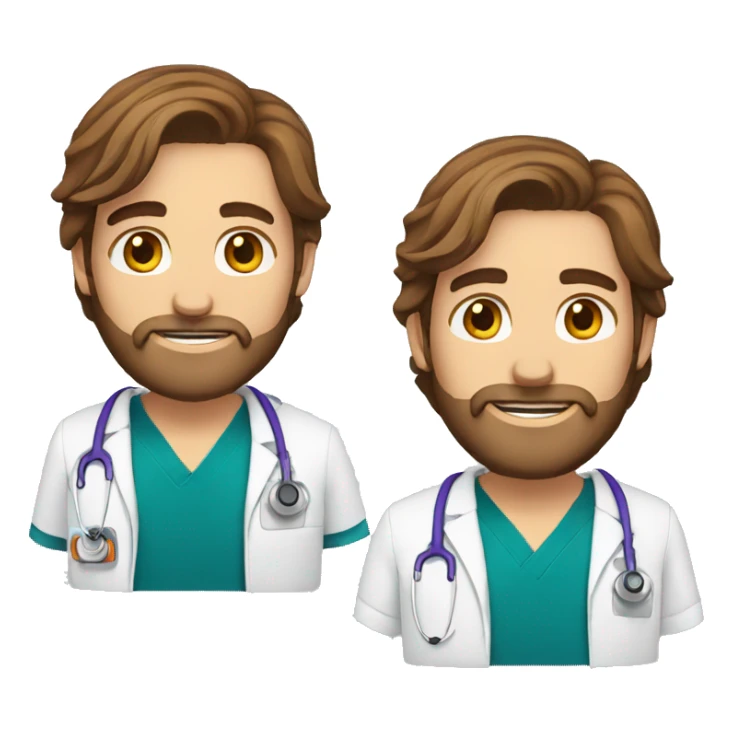 Male nurse long brown hair and beard sticker